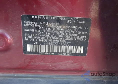 2010 Subaru Forester 2.5X Limited z USA, uszkodzony, nr VIN JF2SH6DC8AH724273